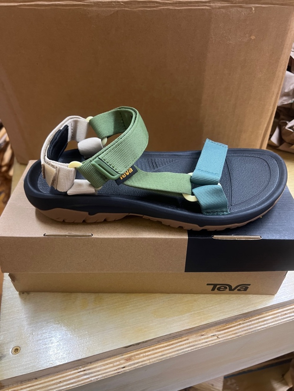 Teva Men's Green, Blue & Cream Strappy Outdoor Sandal